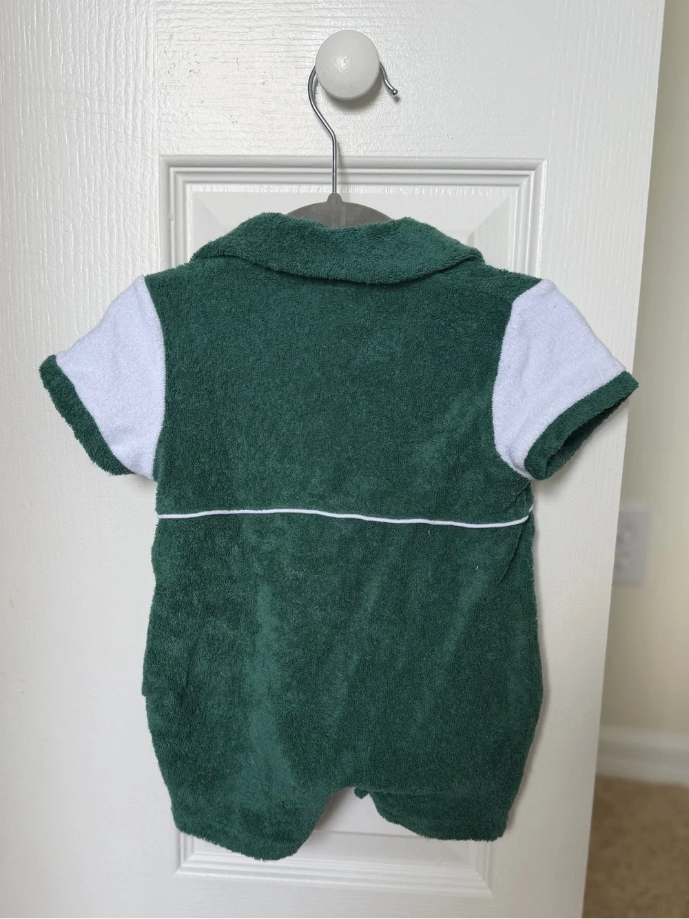 Green & White Golf Terry Polo Romper - Bella Bliss